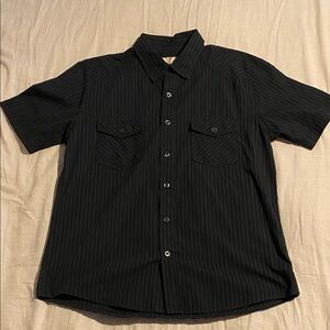 OP Men's Black Pinstripe Casual Shirt